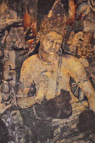 Ajanta Paintings - Cave 1: Padmapani with lotus.