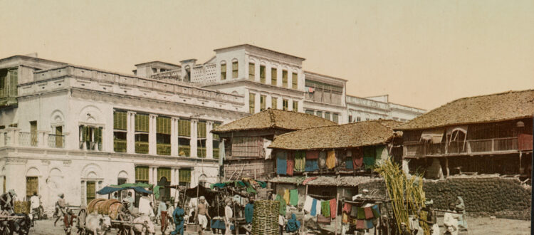 Calcutta, India - 1905 AD: View of Harrison Road (Courtesy: Detroit Publishing Company)